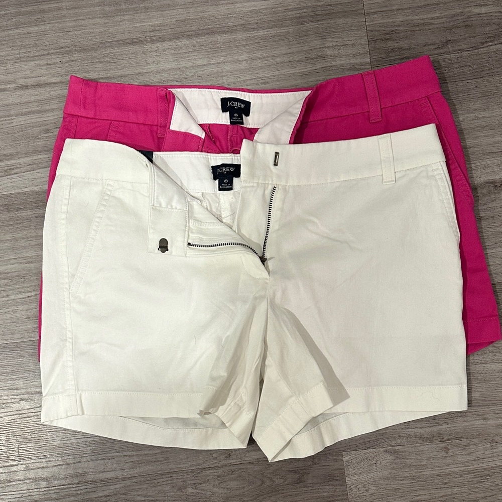 J. Crew Women's Pink and Cream Shorts Duo